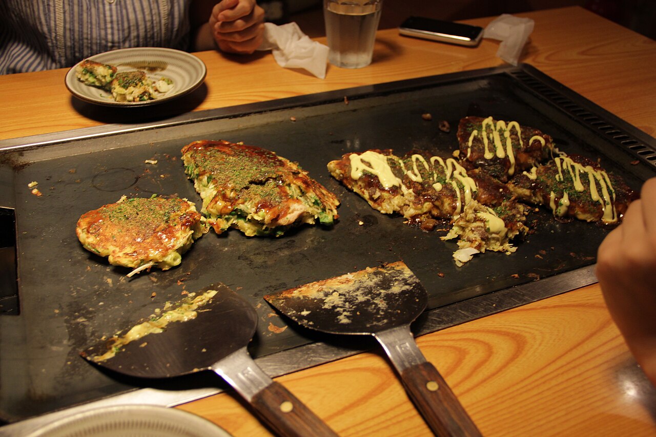 Prepared okonomiyaki.